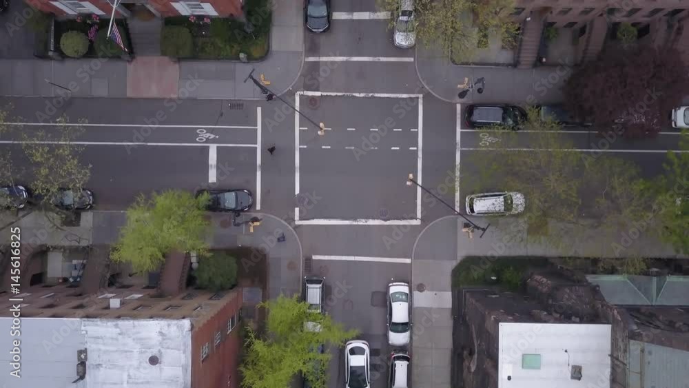 starting at an intersection flying over a tree shrouded street in Carroll Gardens Brooklyn starting at an intersection flying over a tree shrouded street in Carroll Gardens Brooklyn