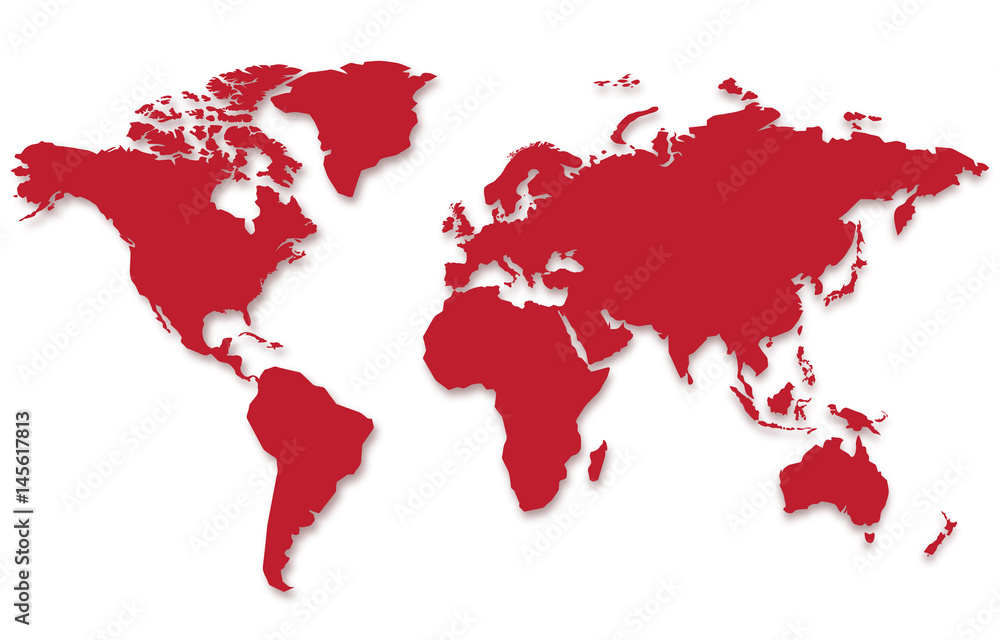 Red Political World Map Illustration Red Political World Map Illustration