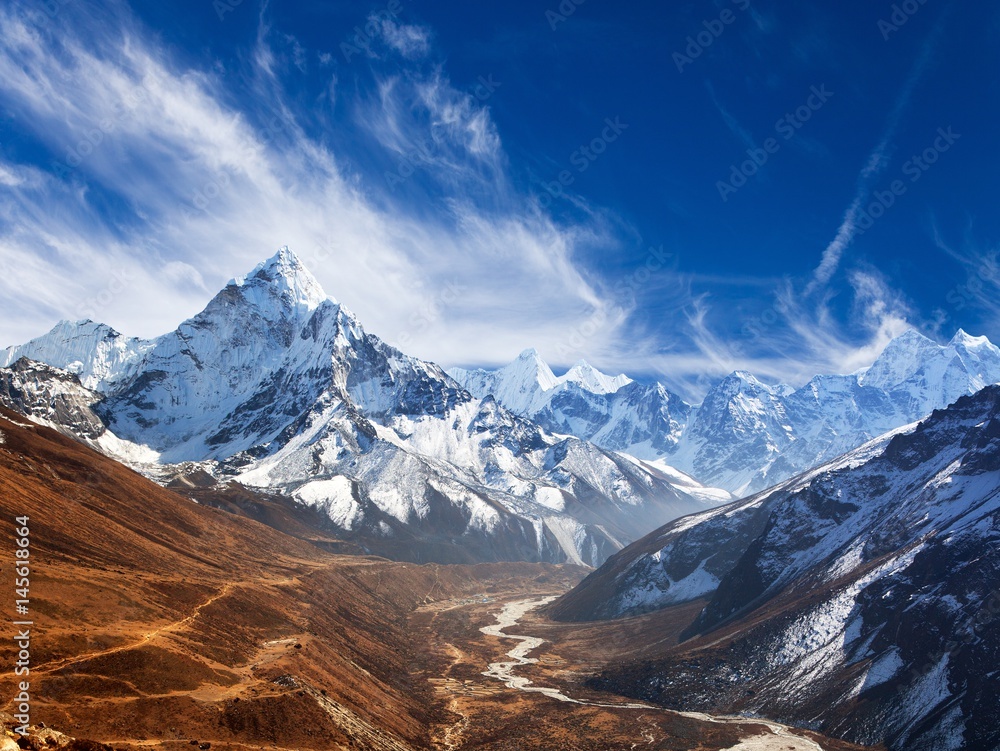 view of mount Ama Dablam with beautiful sky