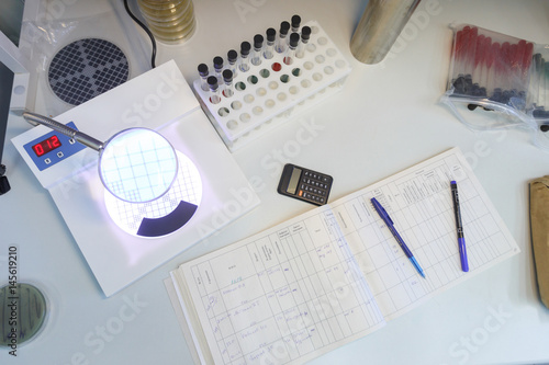 Laboratory table top view
