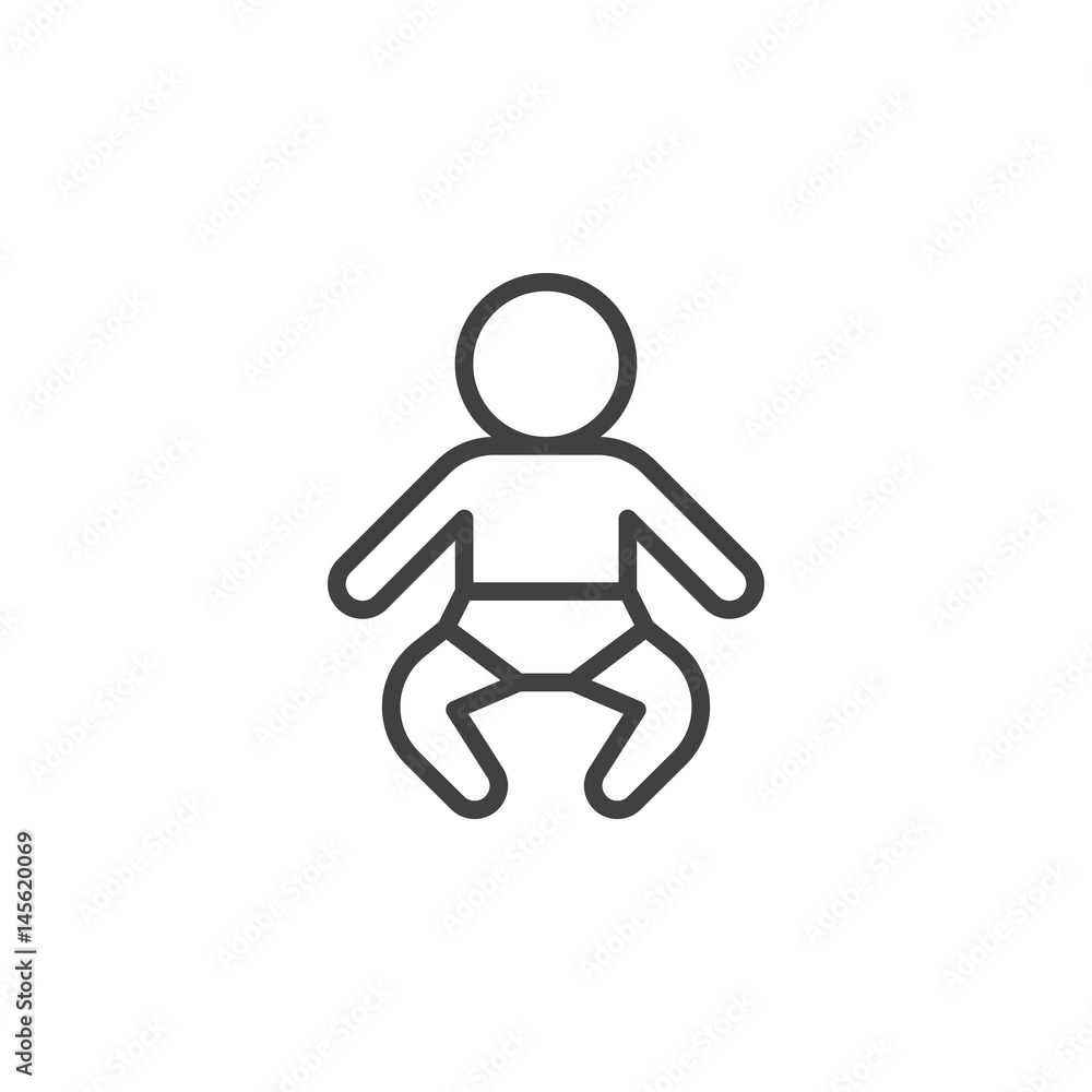 Baby line icon, outline vector sign, linear style pictogram isolated on white. Symbol, logo illustration. Editable stroke. Pixel perfect Baby line icon, outline vector sign, linear style pictogram isolated on white. Symbol, logo illustration. Editable stroke. Pixel perfect