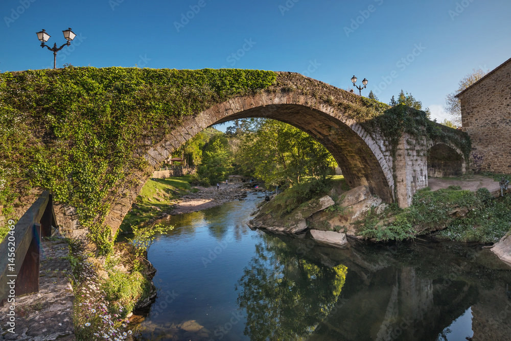 Medieval bridge over Miera river in Lierganes, Cantabria, Spain. Medieval bridge over Miera river in Lierganes, Cantabria, Spain.