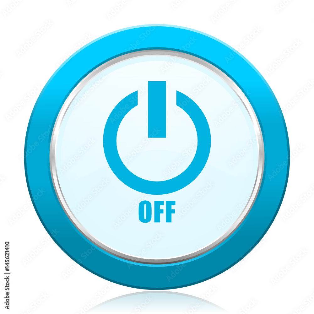 Power off blue vector icon on white background. Power off blue vector icon on white background.