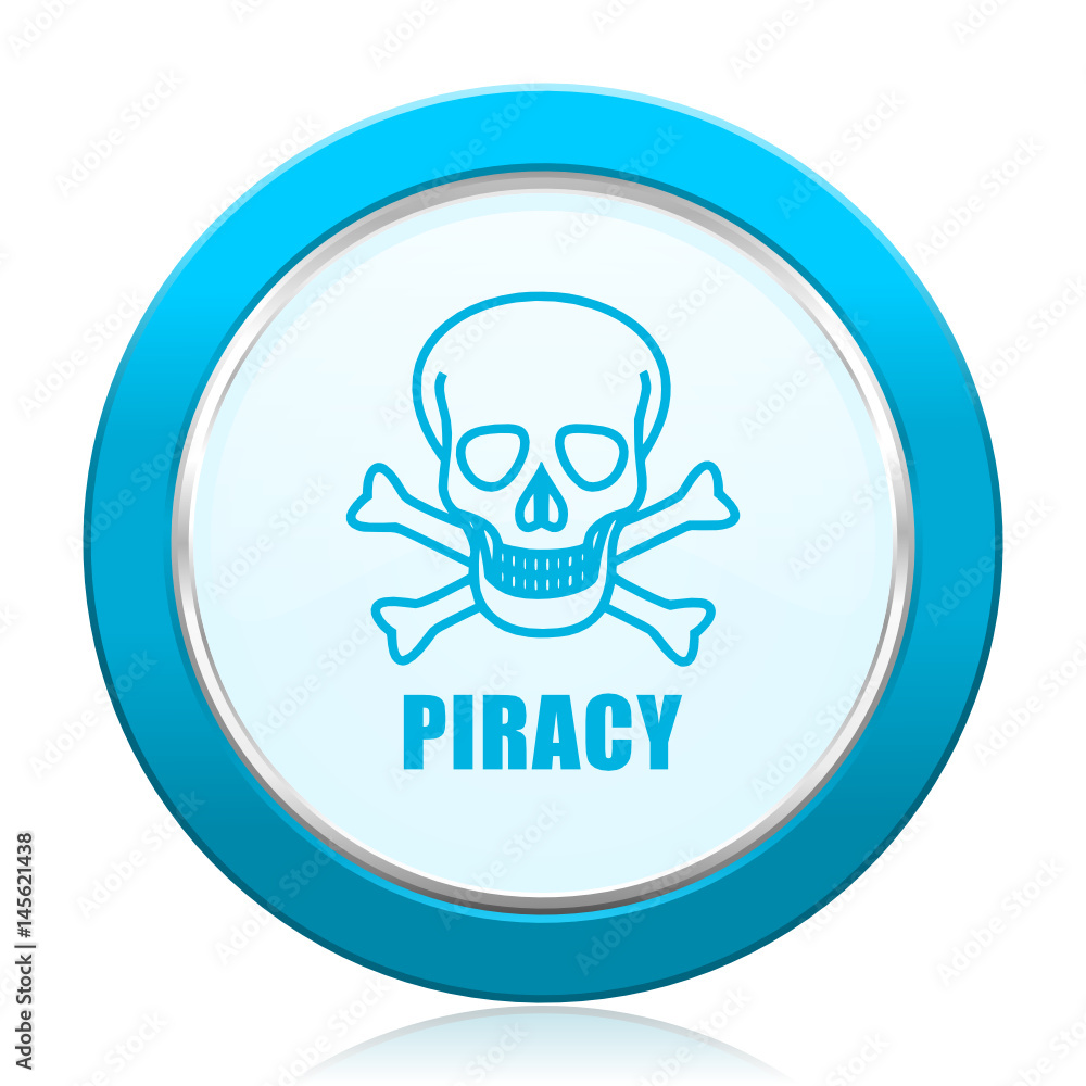 Piracy skull blue vector icon on white background. Piracy skull blue vector icon on white background.