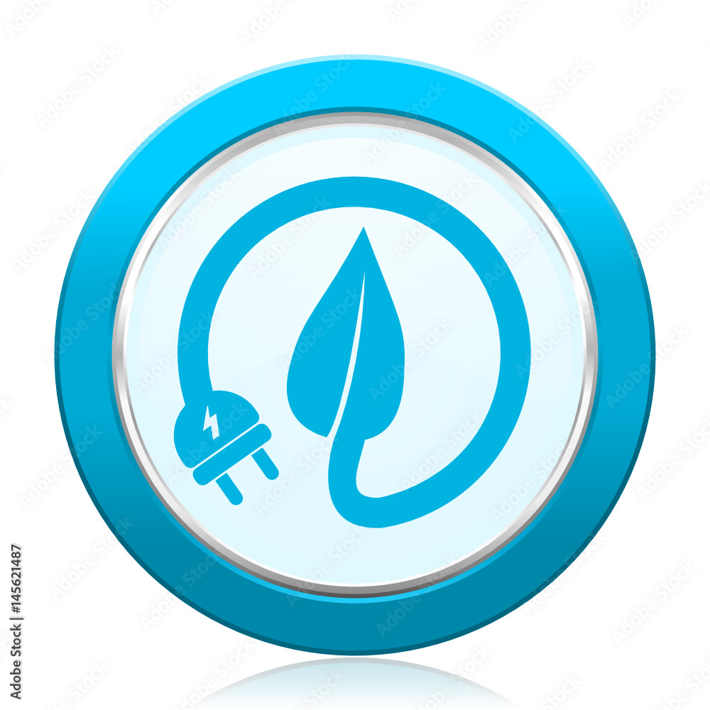 Eco electric plug blue vector icon on white background. Eco electric plug blue vector icon on white background.