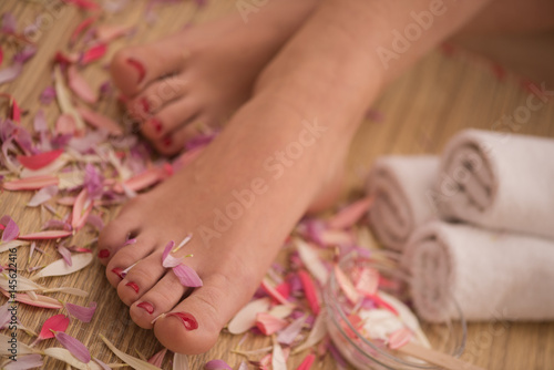 female feet at spa salon