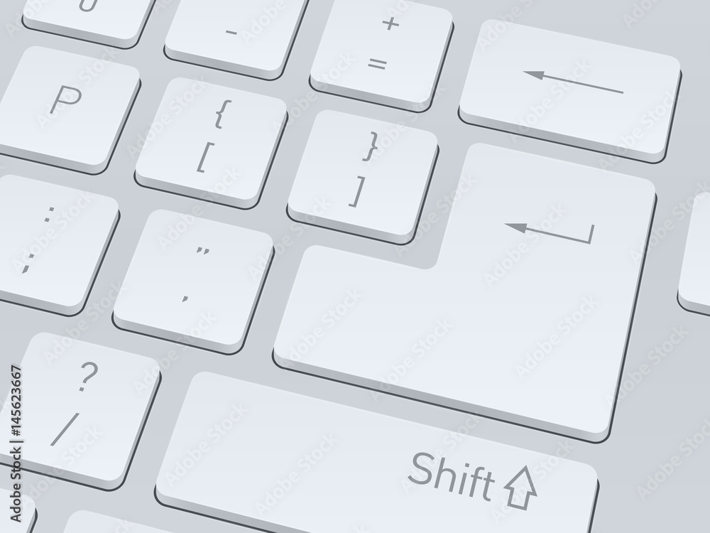 White computer keyboard. Close up image. Vector illustration background. White computer keyboard. Close up image. Vector illustration background.