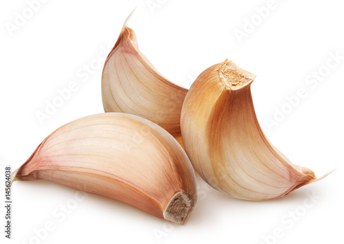 Isolated garlic. Raw garlic segment isolated on white background, with clipping path