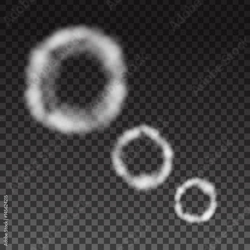 Vector realistic isolated smoke ring effect for decoration on the transparent background.