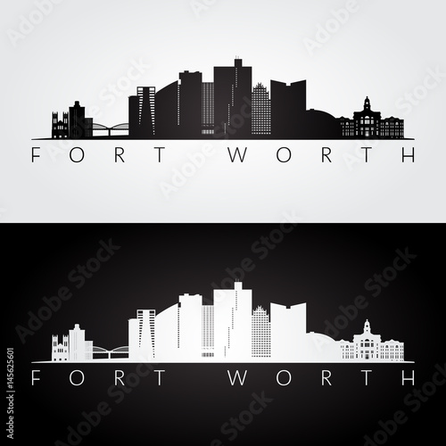 Fort Worth skyline and landmarks silhouette