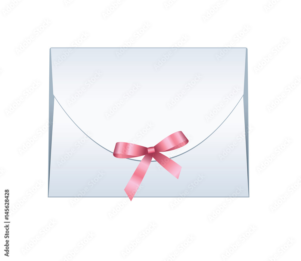 Envelope with Shiny Pink Satin Bow. Has space for text. Envelope with Shiny Pink Satin Bow. Has space for text.