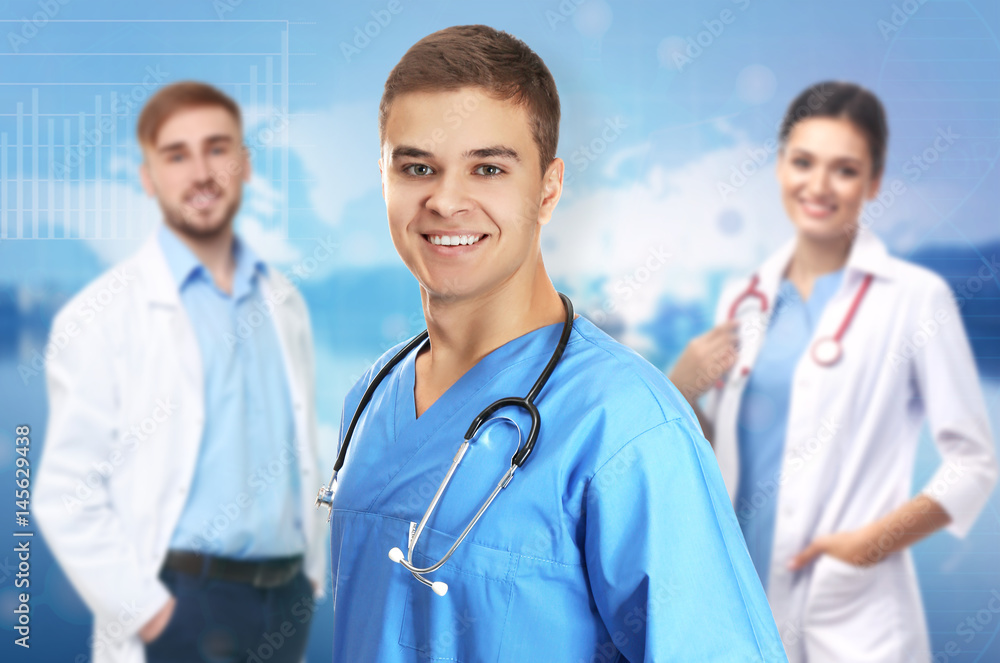 Young handsome doctor on white background Young handsome doctor on white background