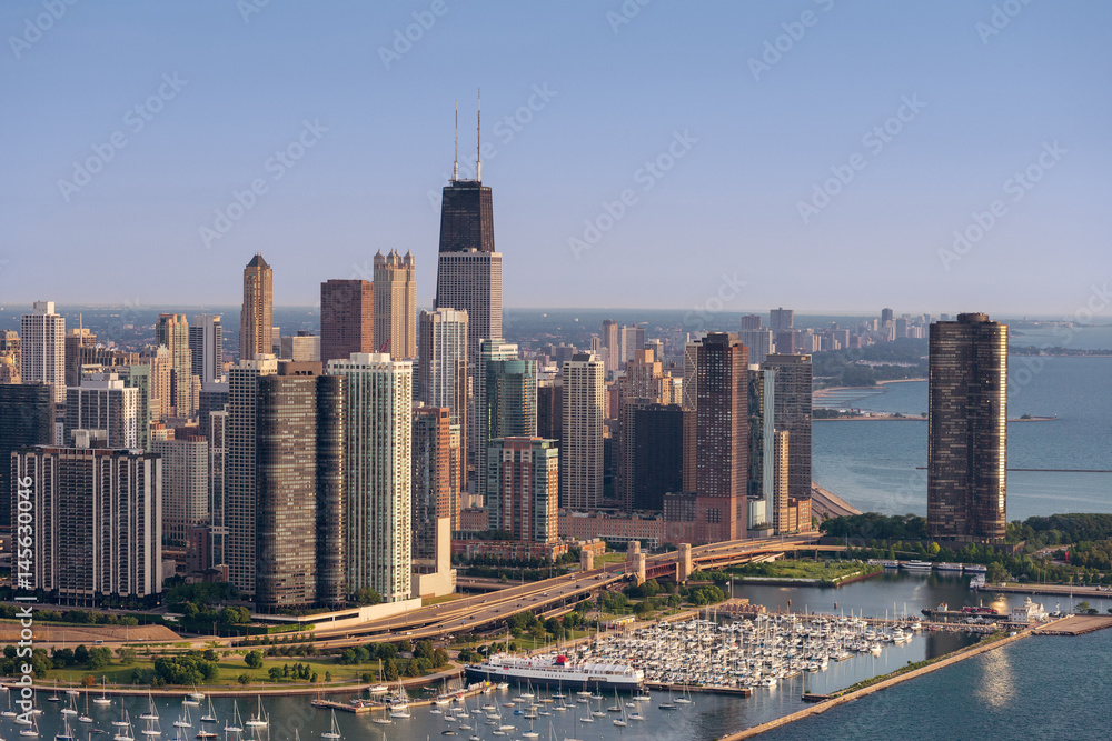 Obraz premium Lakeshore Drive Curve Chicago Aerial