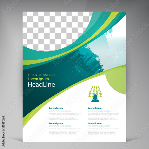 Vector abstract template design leaflet, flyer, poster, brochure, cover with turquoise and green multilayer stripes
