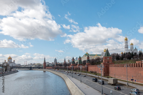 Moscow Kremlin and embankment of Moskva river.