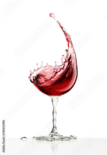 red wine glass on a white background photo