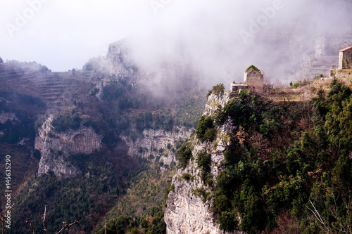 Cliff top outside positano with an old barn perching ontop of the cliff top, Amalfi coast, Italy © Gill
