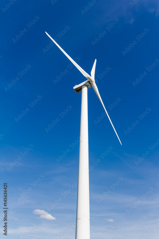 Wind turbine with blue sky - renewable energy Wind turbine with blue sky - renewable energy