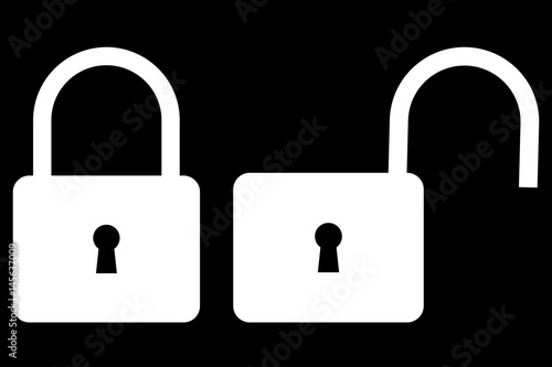 Locked and unlocked padlock icon, padlock icon