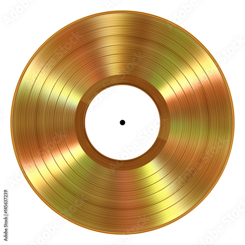 Realistic Gold Vinyl Record On White Background