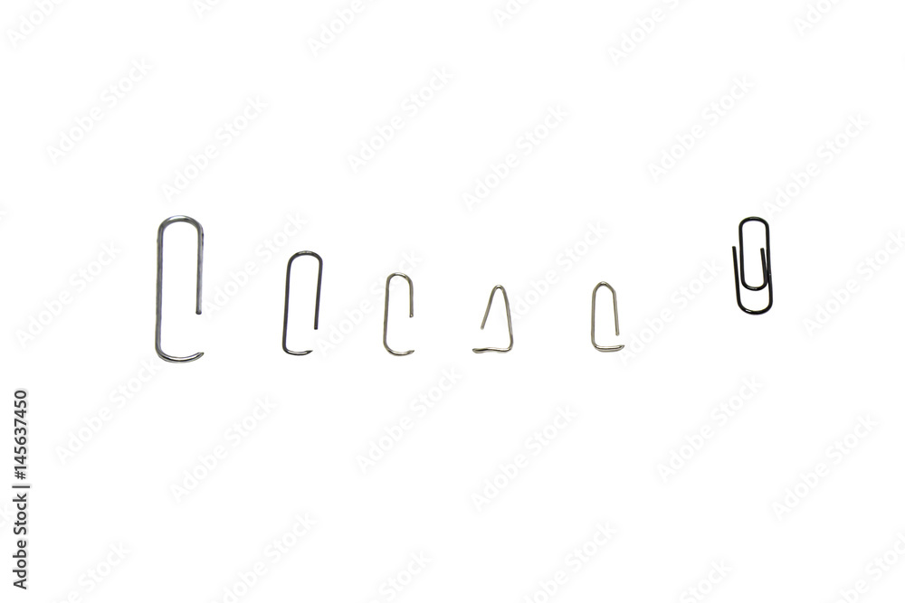 Metal paper clips, isolated Metal paper clips, isolated