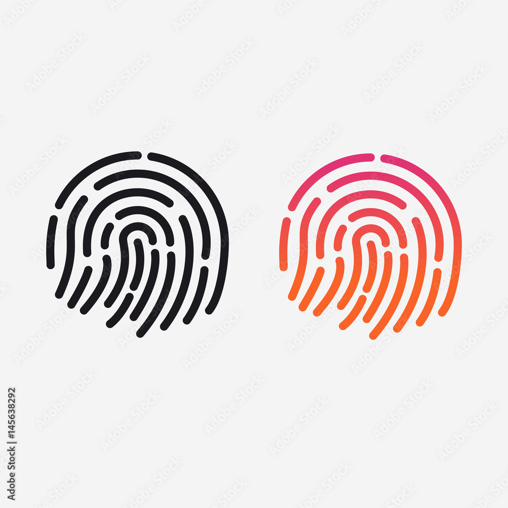 ID app icon. Vector set. Fingerprint for identification. Flat line illustration ID app icon. Vector set. Fingerprint for identification. Flat line illustration