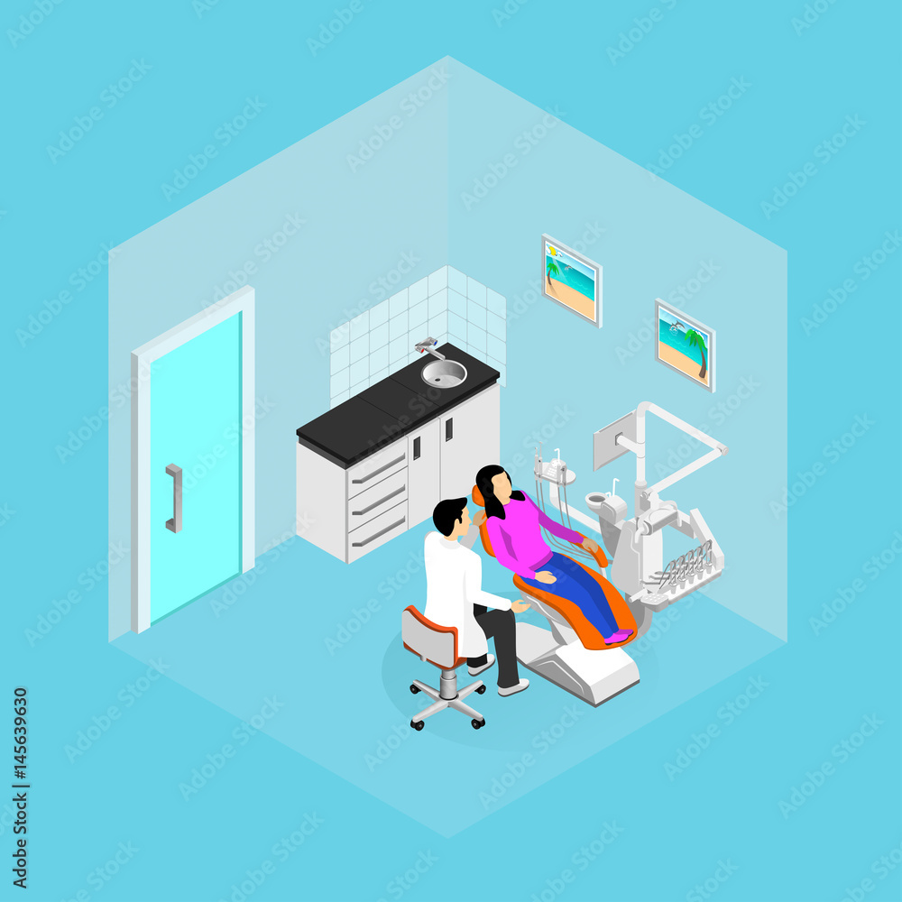 The girl is sitting in a chair for examination and treatment by a dentist in a light dental office The girl is sitting in a chair for examination and treatment by a dentist in a light dental office