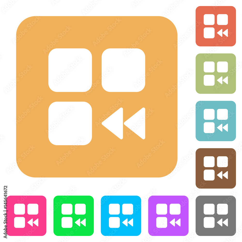 Component fast backward rounded square flat icons Component fast backward rounded square flat icons