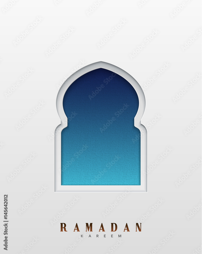 Fototapeta premium Arabic window design. Ramadan Kareem greeting card.