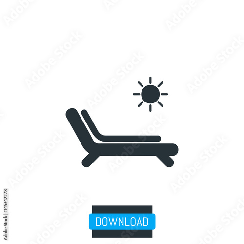 Deck chairs and sun icon, vector