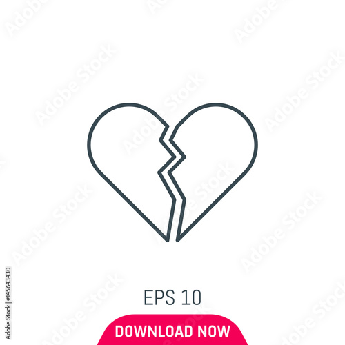 Broken heart icon, vector