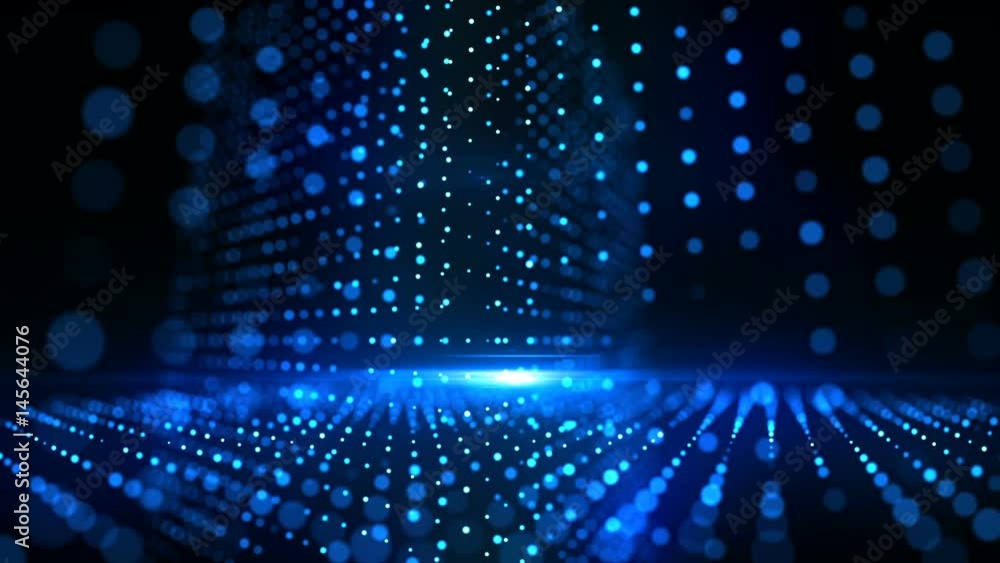 Network Of Blues Dots On Black Background Network Of Blues Dots On Black Background