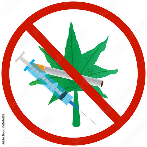 Prohibition of drugs. The fight against drug addiction. Vector