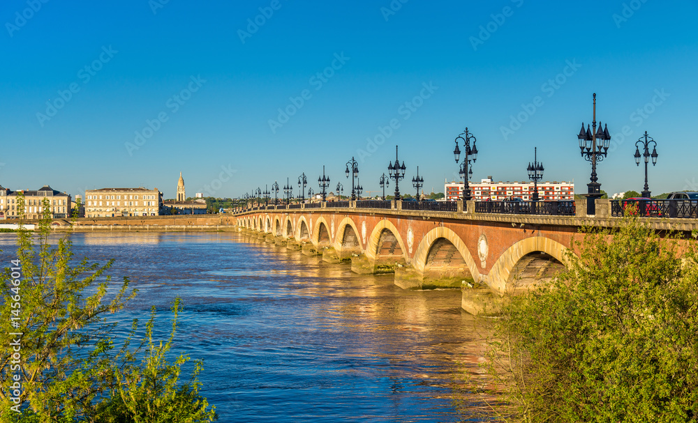 Pont de pierre, an old bridge in Bordeaux, France