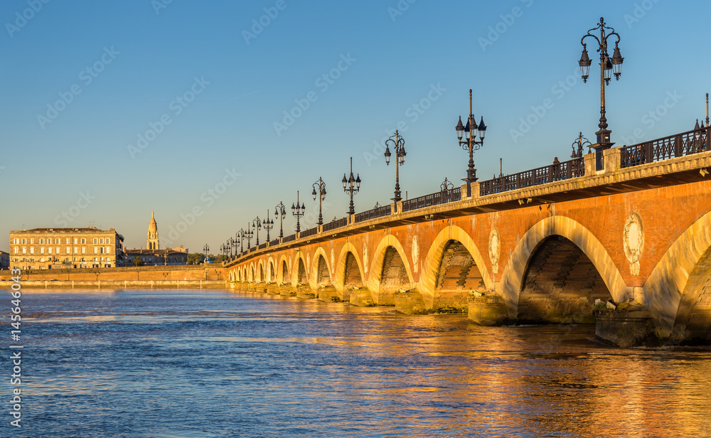 Pont de pierre, an old bridge in Bordeaux, France