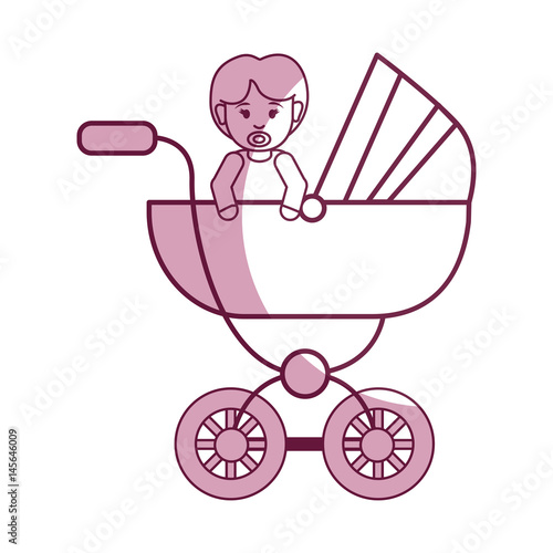 baby girl with hairstyle inside carriage