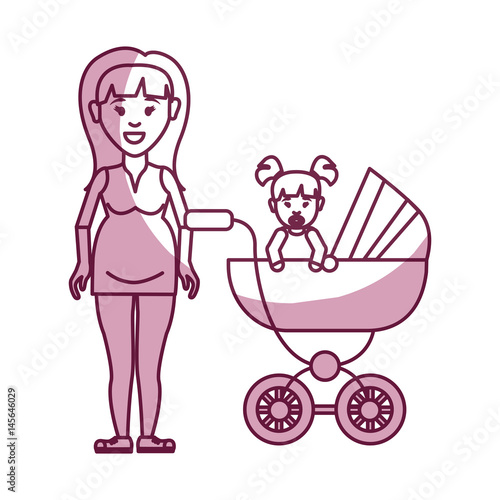 woman pregnant and her baby girl