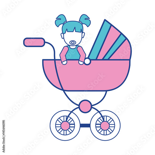 baby girl with hairstyle inside carriage