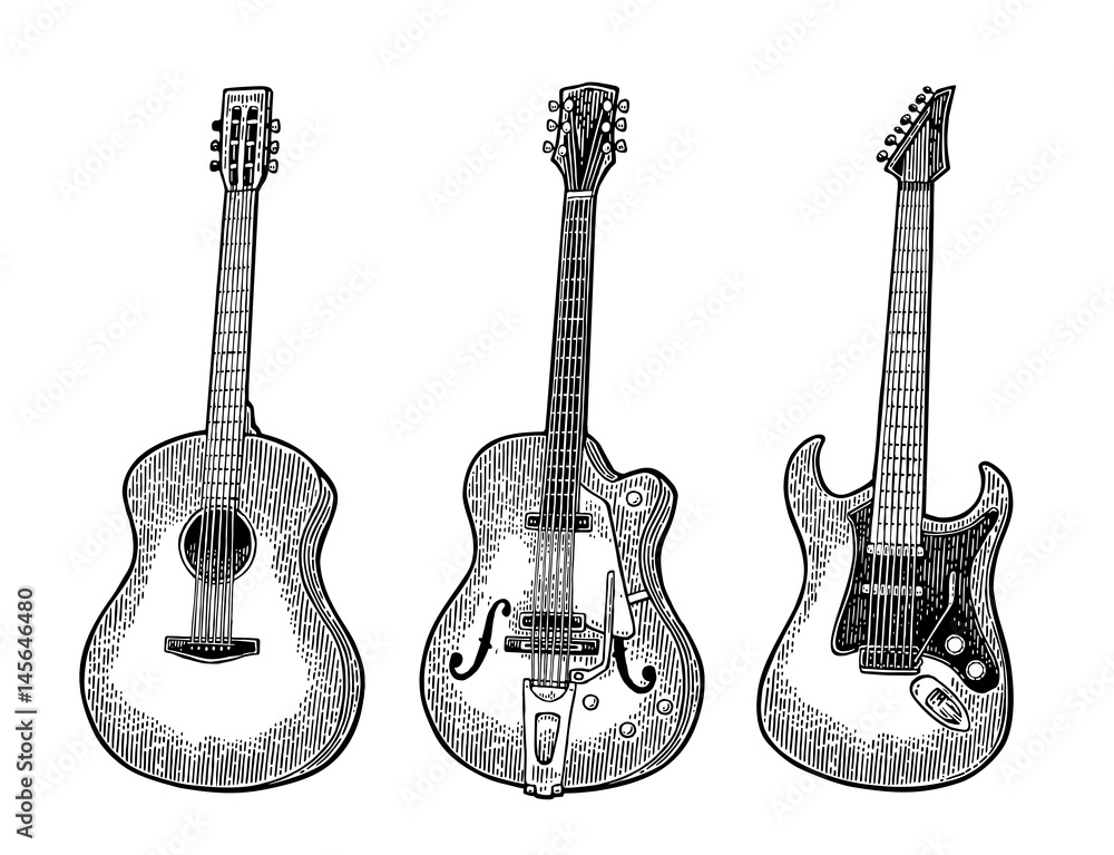 Fotografie Acoustic and electric guitar