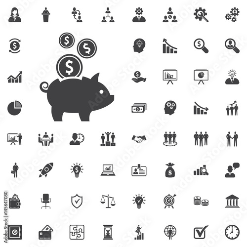 vector piggy money bank icon. flat design black pictogram
