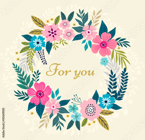 Fototapeta Naklejka Na Ścianę i Meble -  Floral wreath