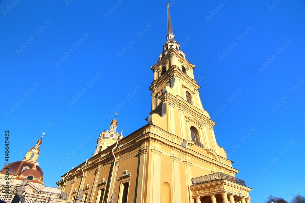  The church at  Peter and Paul Fortress in  saint petersburg ,Russia 