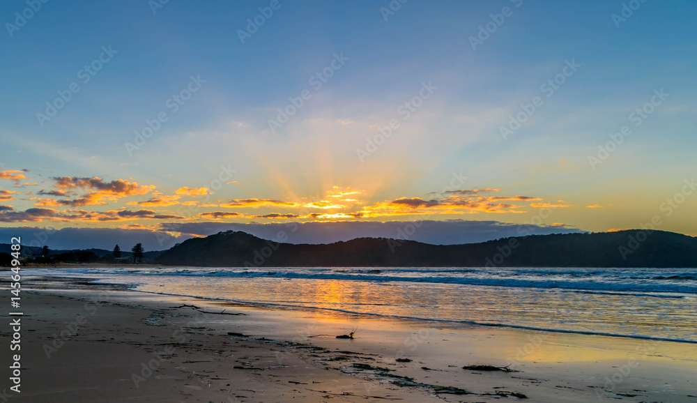 Sunrise Seascape and Crepuscular Rays Sunrise Seascape and Crepuscular Rays