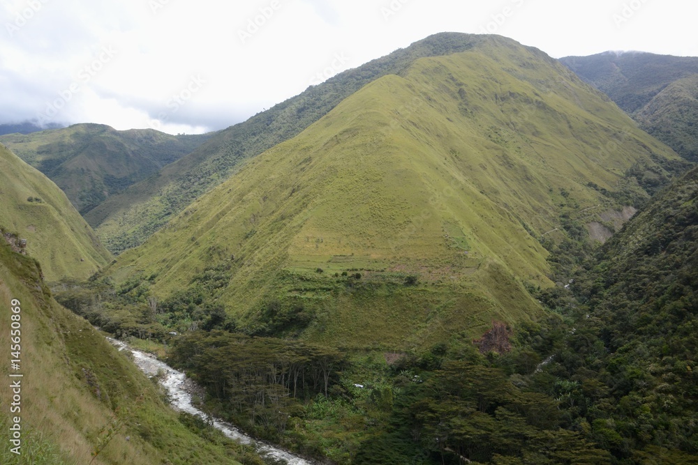 Mountains and valleys of rural region of Peru in South America.