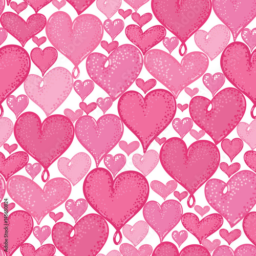 Vector doodle hearts seamless repeat pattern background design. Great for romantic Valentine Day cards  wrapping paper  fabric  wallpaper.