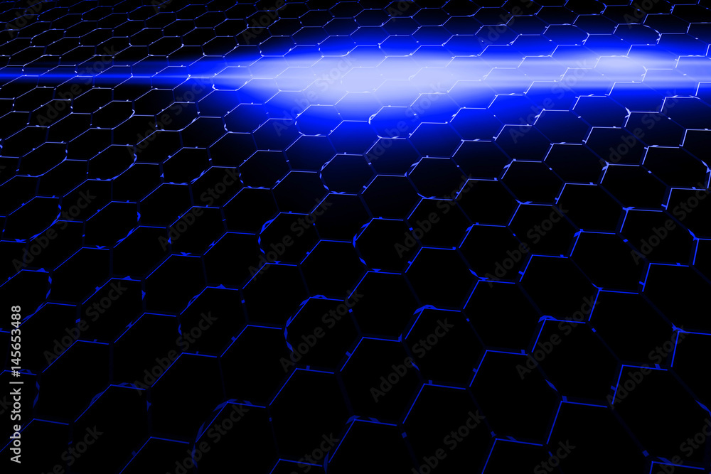 Naklejka premium blue hexagon background and texture.