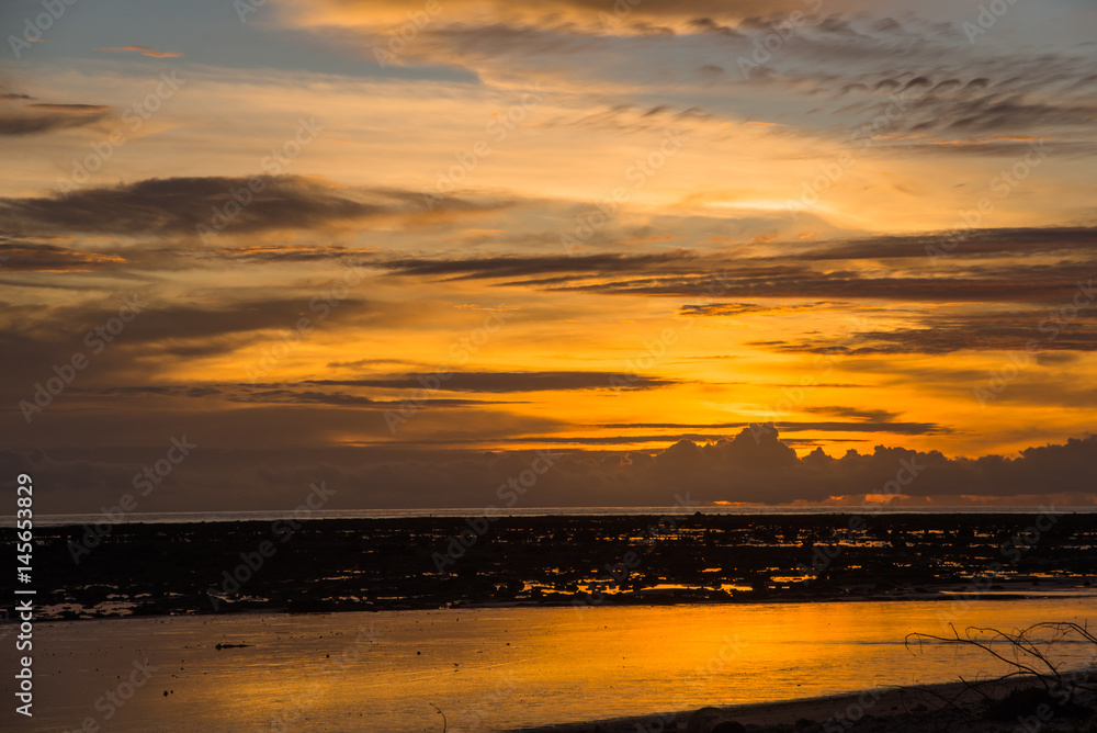 Sunsets, sand and sky in the evening Sunsets, sand and sky in the evening