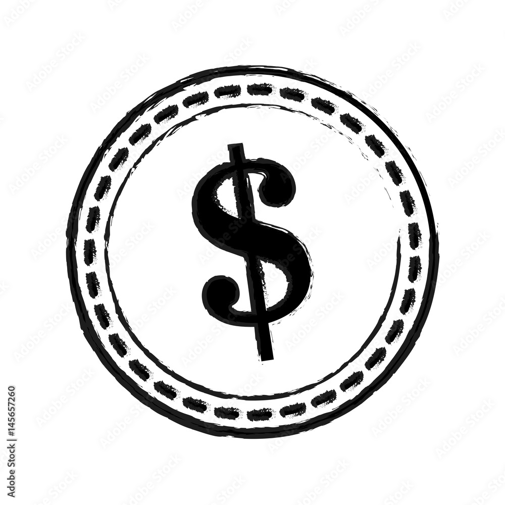 dollar coin icon image vector illustration design black sketch line dollar coin icon image vector illustration design black sketch line