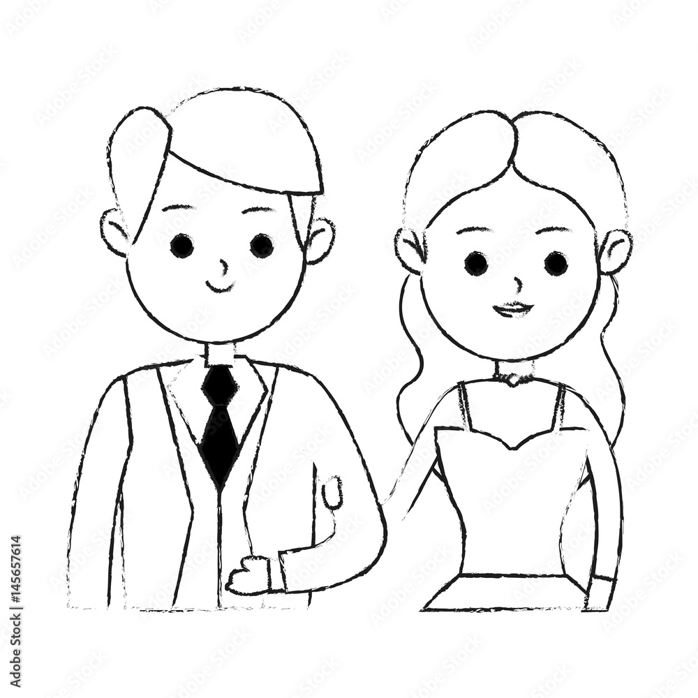 groom and bride icon image cute cartoon vector illustration design black sketch line groom and bride icon image cute cartoon vector illustration design black sketch line