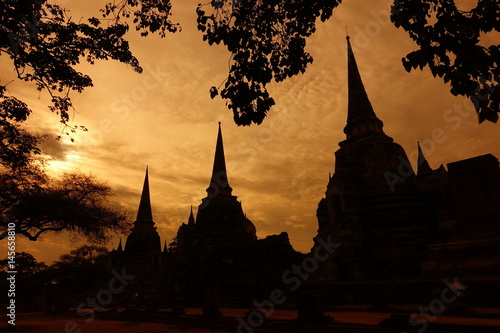 Silhouette of Wat Phra Sri Sanphet , Ayutthaya Historical Park , Thailand